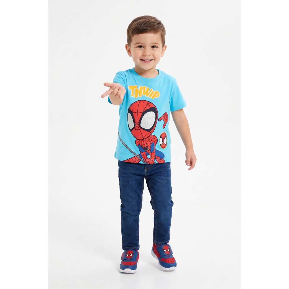 T-Shirt Spidey MARVEL Maniche Corte Maglietta 100% Cotone Bambino - Ez10160azzurro