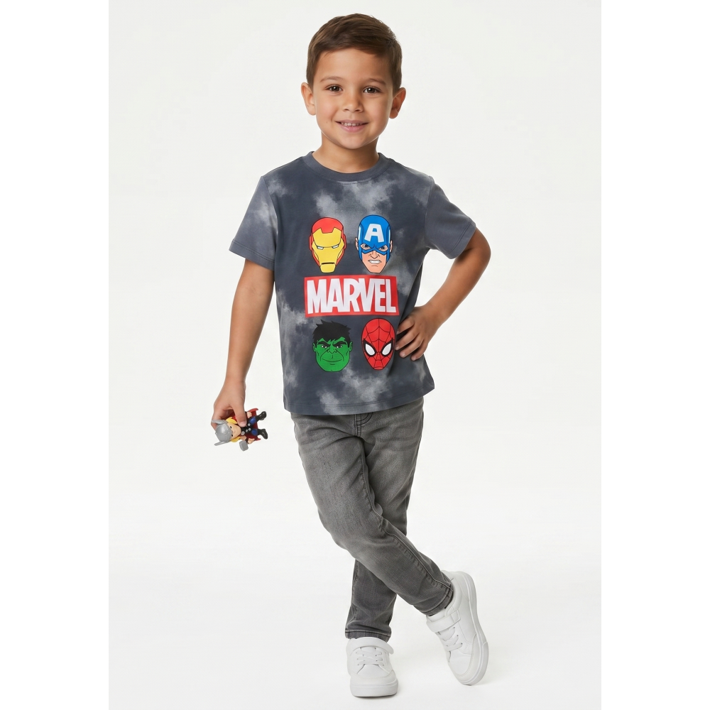 T-Shirt Avengers MARVEL Maniche Corte Maglietta Tie-Dye 100% Cotone Bambino - Ez10151grigio
