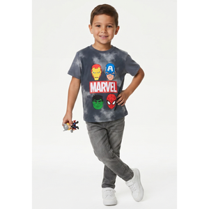 T-Shirt Avengers MARVEL Maniche Corte Maglietta Tie-Dye 100% Cotone Bambino - Ez10151grigio
