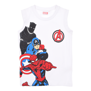 Canotta Avengers MARVEL Bambino Smanicata 100% Cotone con Stampa Frontale - Ez10094bianco