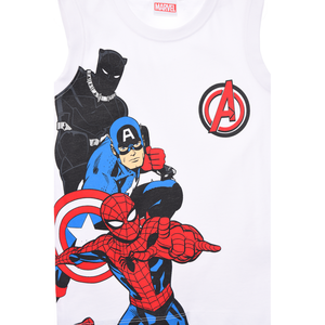 Canotta Avengers MARVEL Bambino Smanicata 100% Cotone con Stampa Frontale - Ez10094bianco