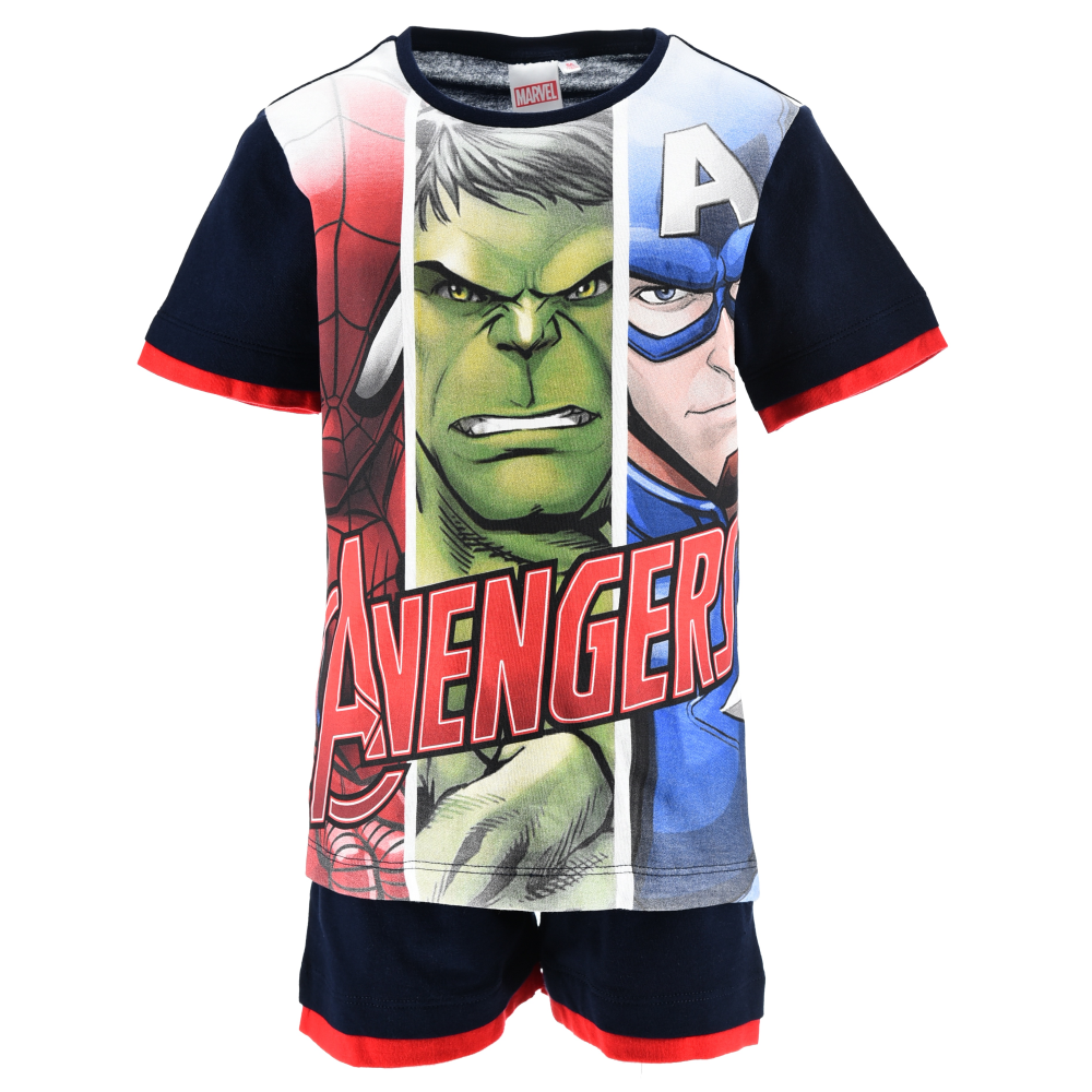 Completo Avengers MARVEL 2 Pezzi T-Shirt e Bermuda in Cotone Bambino - Ez10224navy