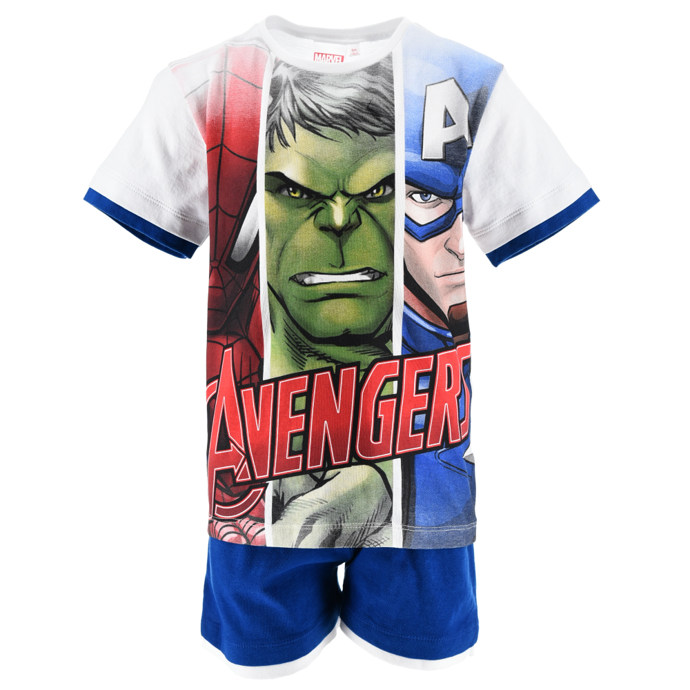 Completo Avengers MARVEL 2 Pezzi T-Shirt e Bermuda in Cotone Bambino - Ez10224bianco