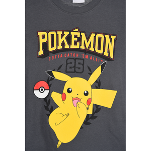 T-Shirt Pikachu Pokémon Maniche Corte Maglietta 100% Cotone Bambino - Ez10112grigio