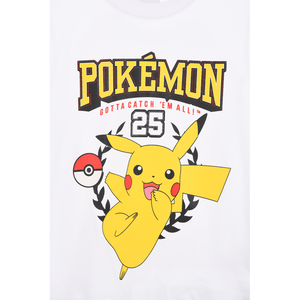 T-Shirt Pikachu Pokémon Maniche Corte Maglietta 100% Cotone Bambino - Ez10112bianco