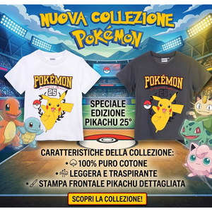 T-Shirt Pikachu Pokémon Maniche Corte Maglietta 100% Cotone Bambino - Ez10112bianco