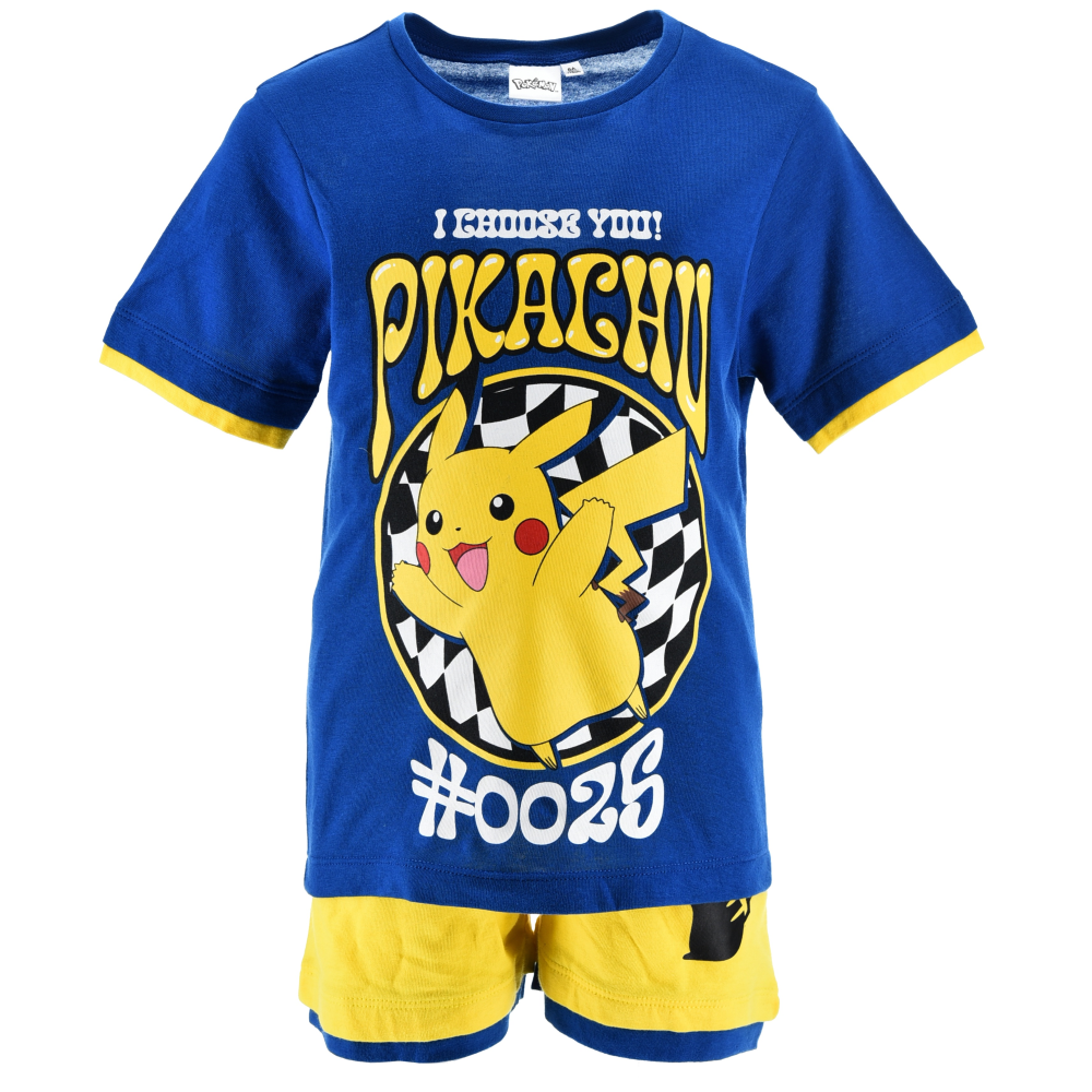 Completo Pikachu Pokémon 2 Pezzi T-Shirt e Bermuda in Cotone Bambino - Ez10225blu