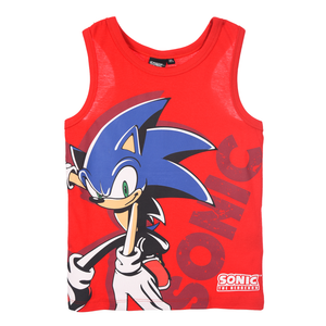 Canotta Sonic the Hedgehog Bambino Smanicata 100% Cotone con Stampa Frontale - Ez10123rosso