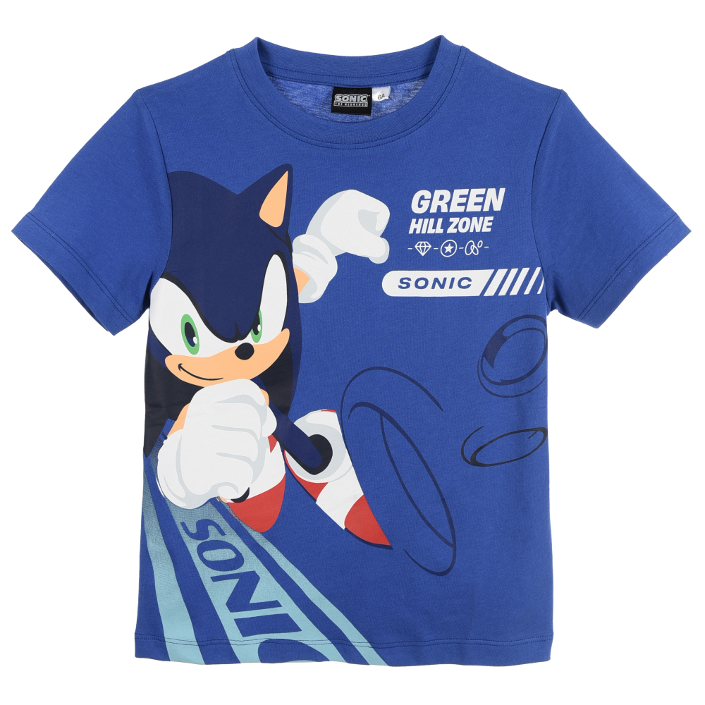 T-Shirt Sonic the Hedgehog Maniche Corte Maglietta 100% Cotone Bambino - Ez10143blu