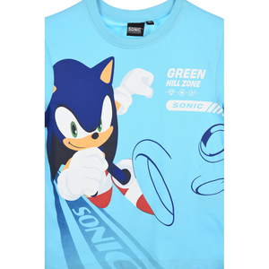 T-Shirt Sonic the Hedgehog Maniche Corte Maglietta 100% Cotone Bambino - Ez10143turchese