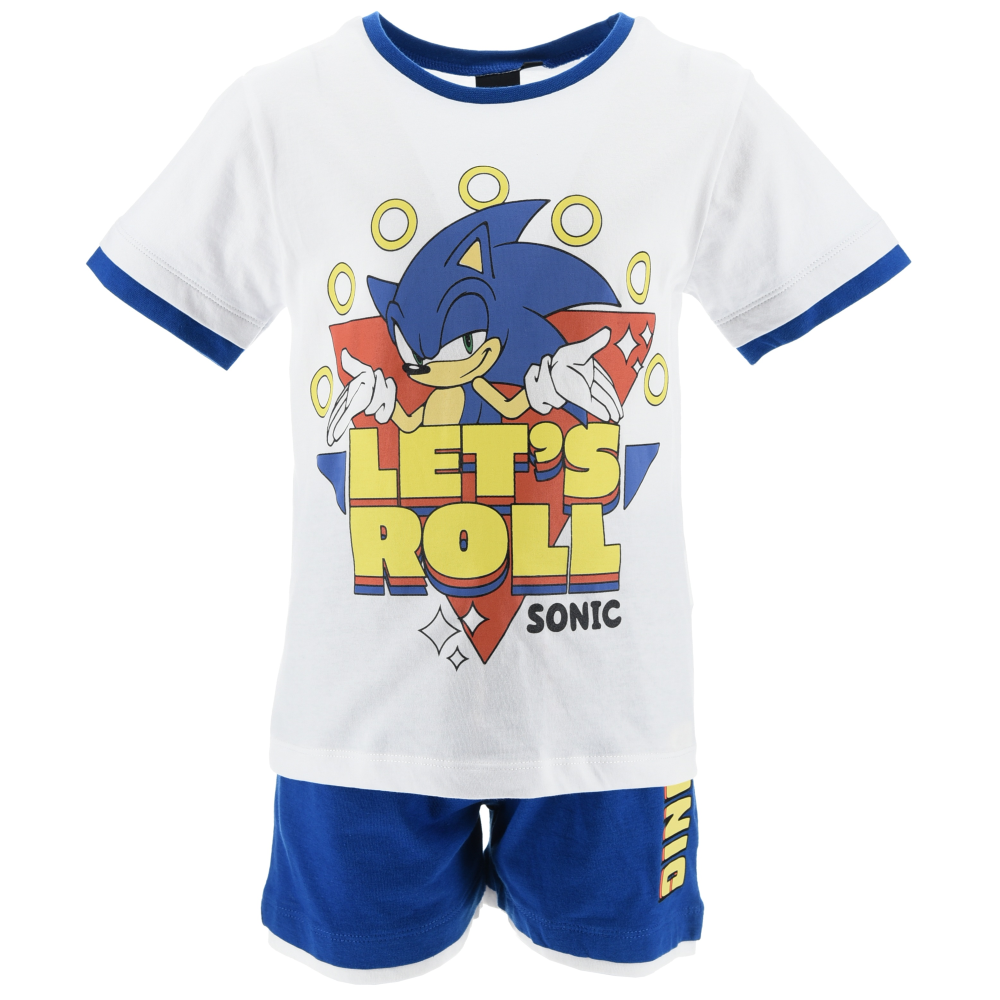 Completo Sonic the Hedgehog 2 Pezzi T-Shirt e Bermuda in Cotone Bambino - Ez10226bianco