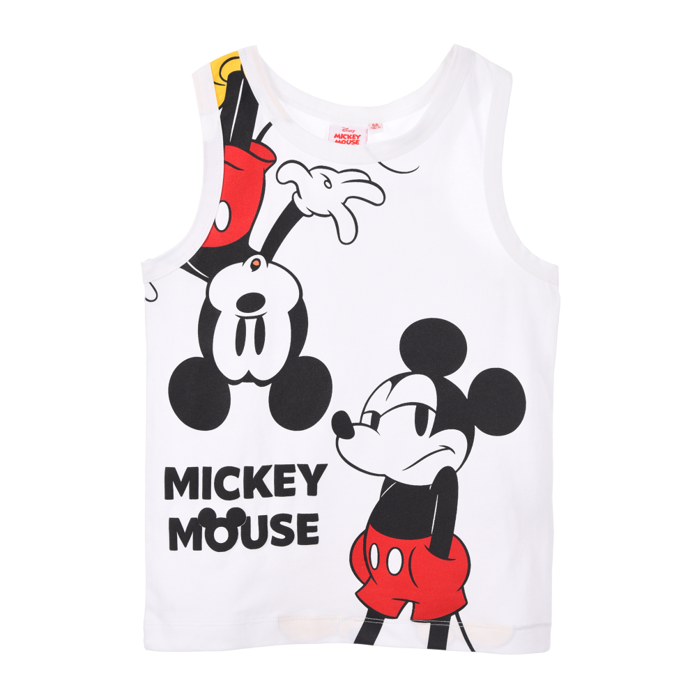 Canotta Topolino DISNEY Bambino Smanicata 100% Cotone con Stampa Frontale - Ez10158bianco