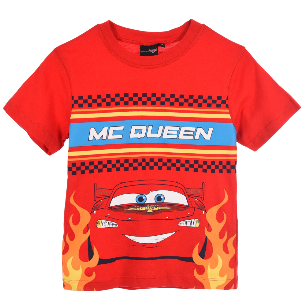 T-Shirt Cars DISNEY Maniche Corte Maglietta 100% Cotone Bambino - Ez10098rosso