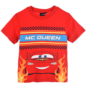 T-Shirt Cars DISNEY Maniche Corte Maglietta 100% Cotone Bambino - Ez10098rosso