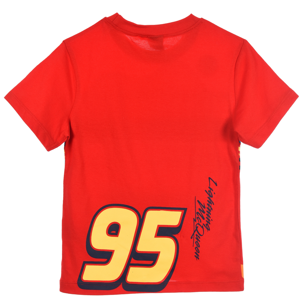 T-Shirt Cars DISNEY Maniche Corte Maglietta 100% Cotone Bambino - Ez10098rosso