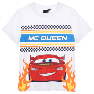 T-Shirt Cars DISNEY Maniche Corte Maglietta 100% Cotone Bambino - Ez10098bianco