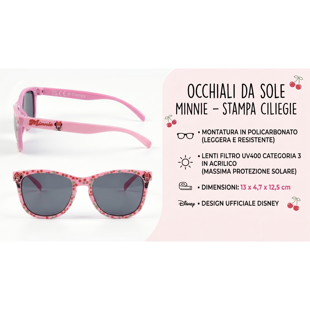 Occhiali da Sole Minnie DISNEY Bambina Uv400 Filtro 3 Montatura in Policarbonato - Ez25020