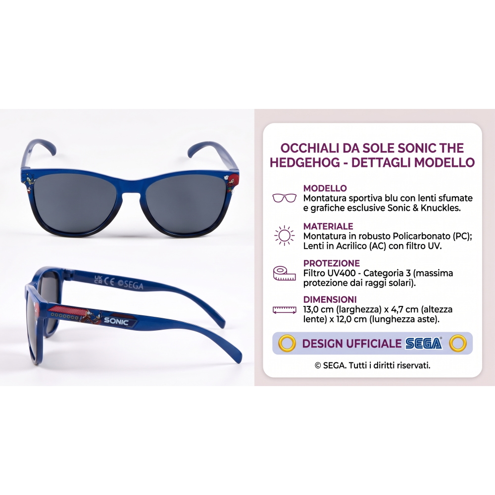 Occhiali da Sole Sonic e Knuckles Bambino Uv400 Filtro 3 Montatura in Policarbonato -  Ez25009