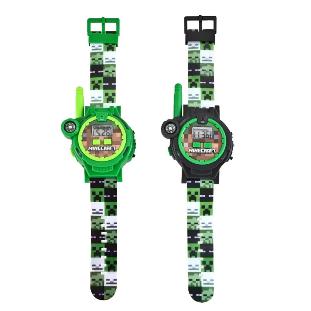 Orologio Walkie Talkie Minecraft 2 Pezzi Multifunzione Radiotrasmittenti Torcia Bussola- Min40098