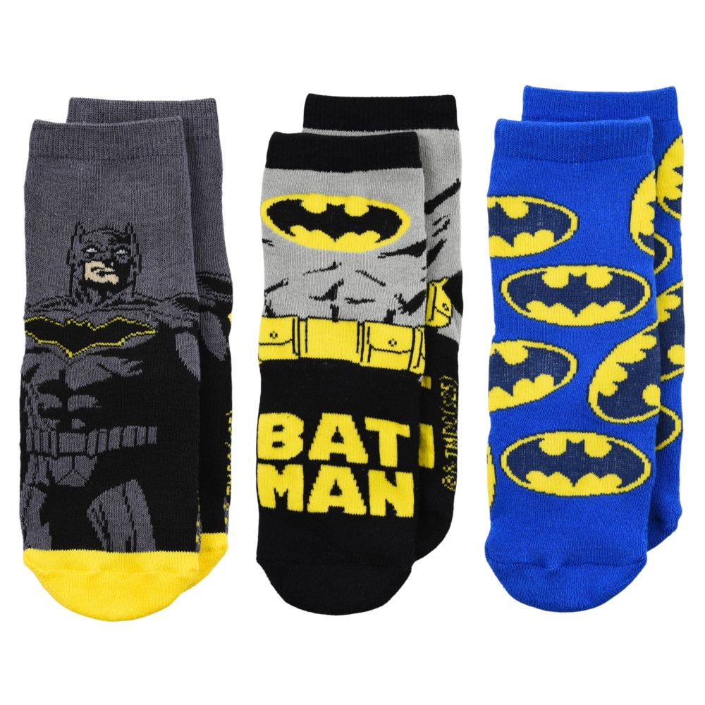 Calzini Antiscivolo Batman in Misto Cotone 3 Paia Assortiti Bambini 23/34 - Hy06052