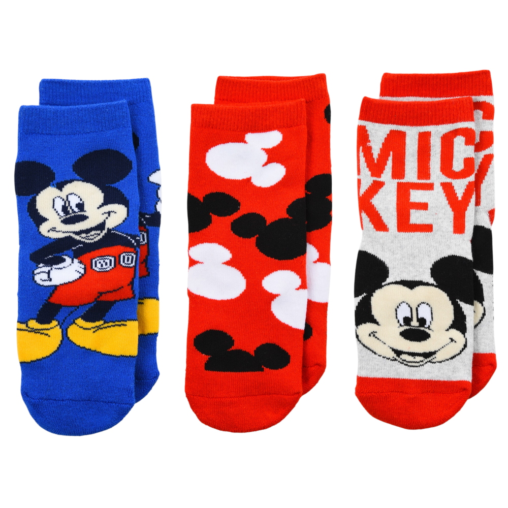 Calzini Antiscivolo Topolino DISNEY in Misto Cotone 3 Paia Assortiti Bambini 23/34 - Hy06061