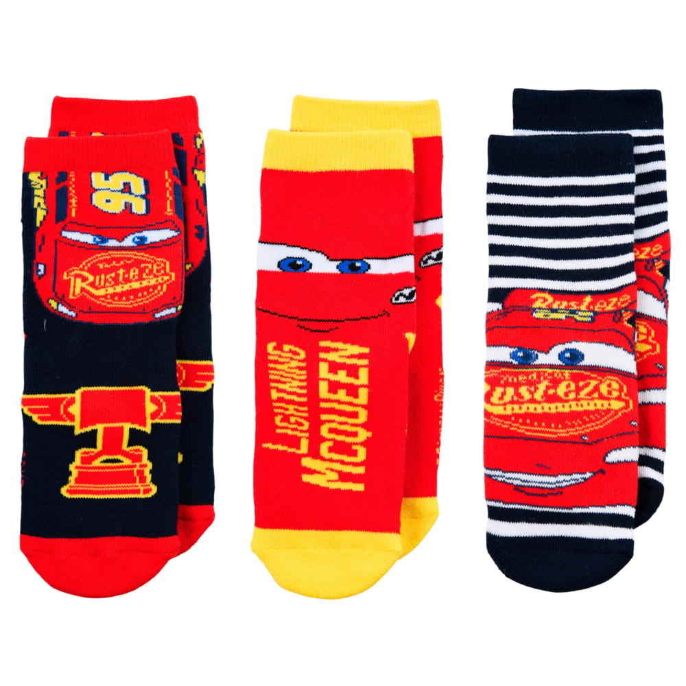 Calzini Antiscivolo Cars DISNEY in Misto Cotone 3 Paia Assortiti Bambini 23/34 - Hy06071