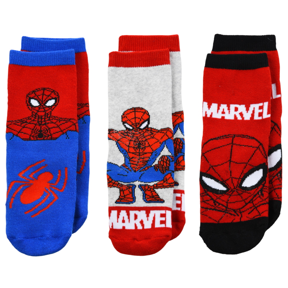 Calzini Antiscivolo Spiderman MARVEL in Misto Cotone 3 Paia Assortiti Bambini 23/34 - Hy06065
