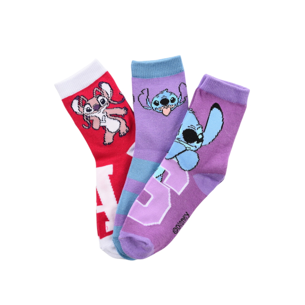 Calzini Angel Stitch DISNEY in Misto Cotone 3 Paia Assortiti Bambini 23/34 - Hy06033/2