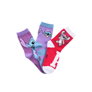 Calzini Angel Stitch DISNEY in Misto Cotone 3 Paia Assortiti Bambini 23/34 - Hy06033/2