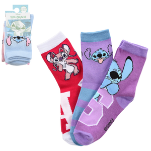 Calzini Angel Stitch DISNEY in Misto Cotone 3 Paia Assortiti Bambini 23/34 - Hy06033/2