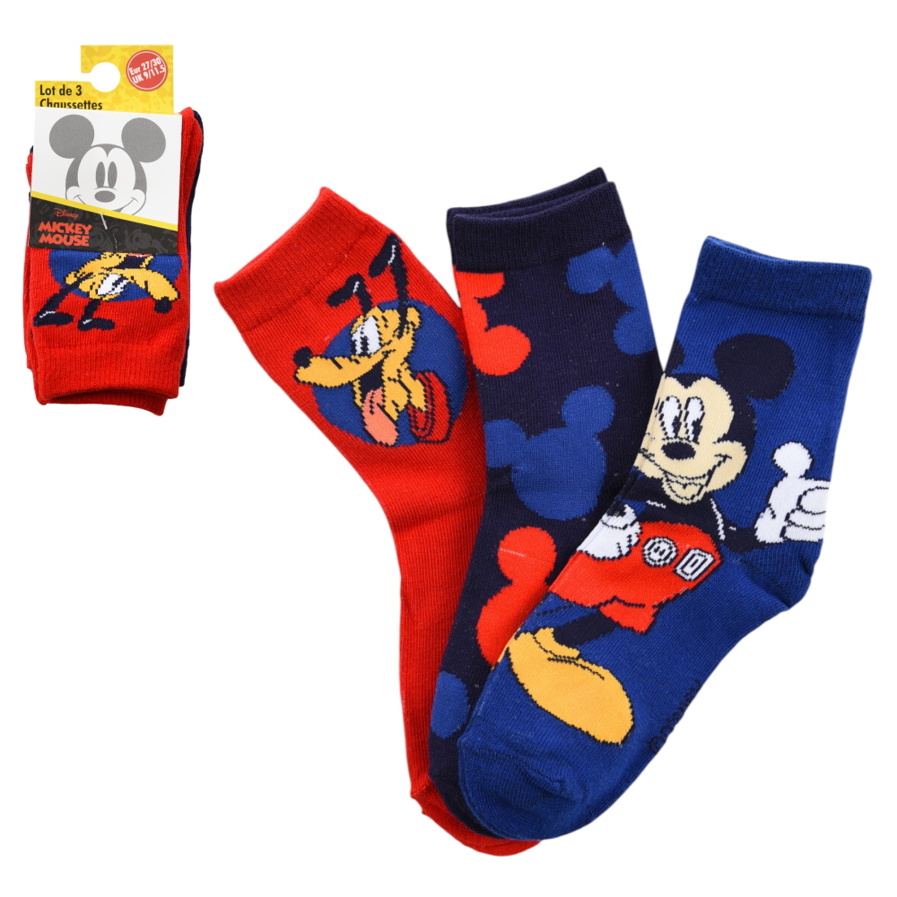 Calzini Topolino Pluto DISNEY in Misto Cotone 3 Paia Assortiti Bambini 23/34 - Hy06034/1