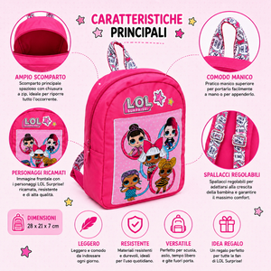 Zaino Lol Suprise Tessuto Jeans Denim Bambina Asilo Borsa Scuola Tempo Libero Cm.28x21 - B99217mc
