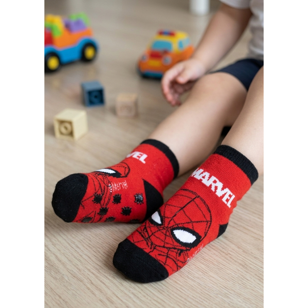 Calzini Antiscivolo Spiderman MARVEL in Misto Cotone 3 Paia Assortiti Bambini 23/34 - Hy06065