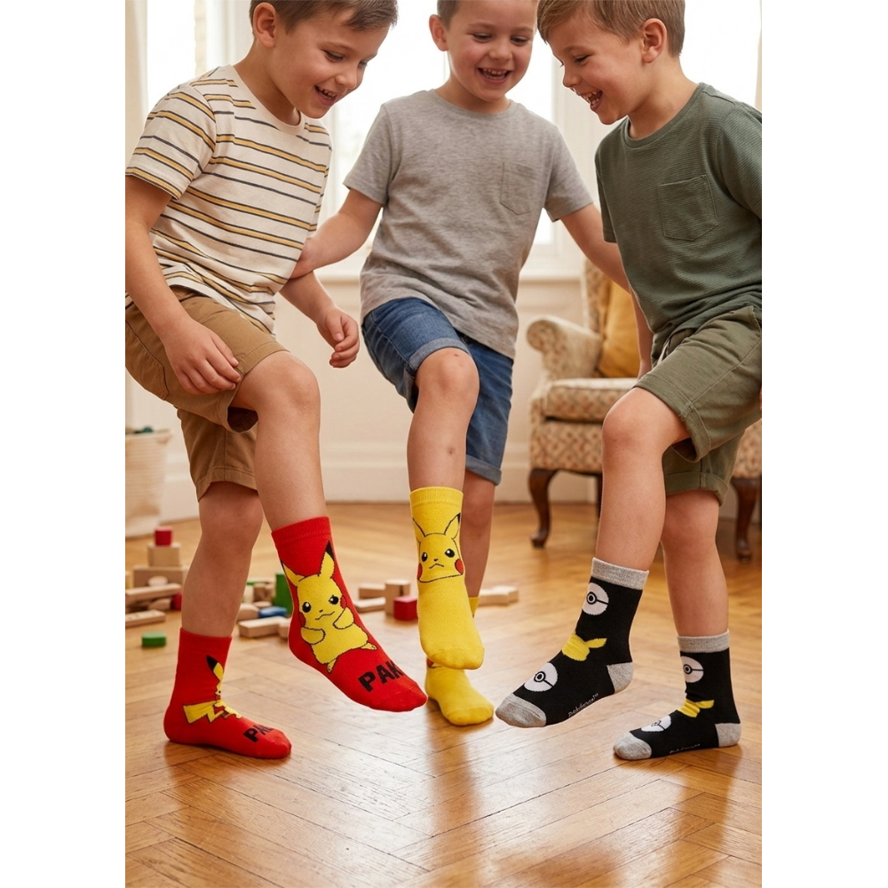 Calzini Pikachu Pokémon in Misto Cotone 3 Paia Assortiti Bambini 23/34 - Hy06025/1