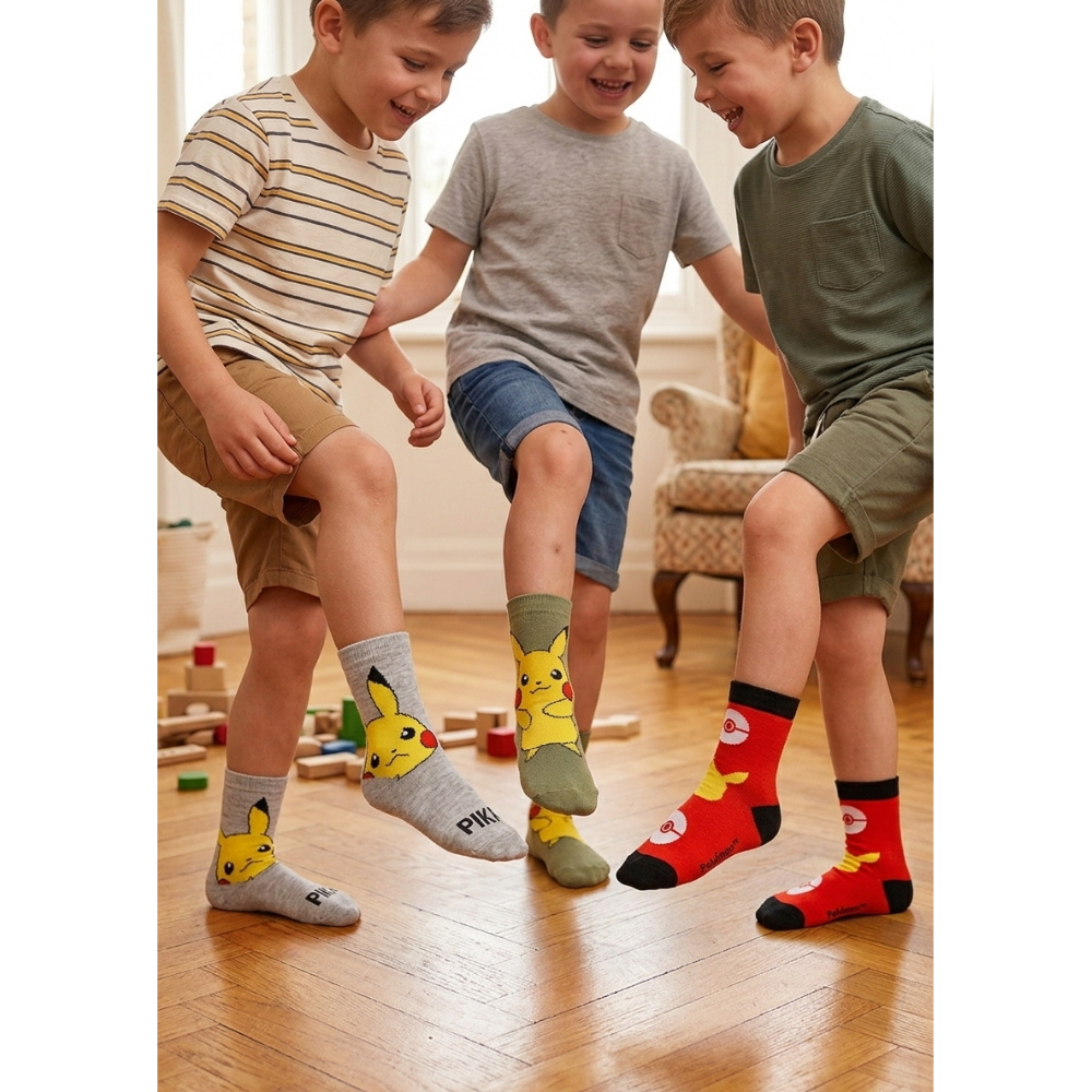 Calzini Pokémon Pikachu in Misto Cotone 3 Paia Assortiti Bambini 23/34 - Hy06025/2