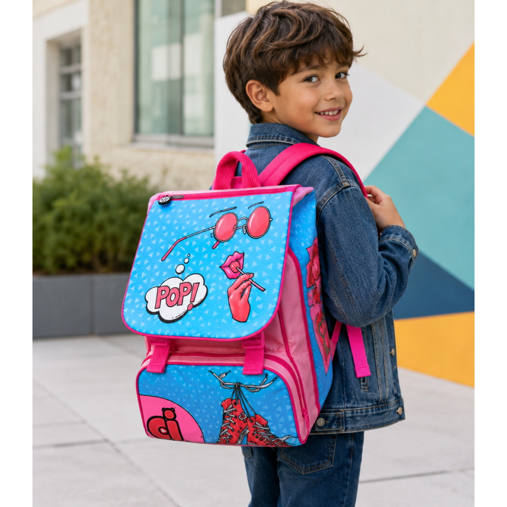 Zaino Faccine Bambina Estensibile Borsa Scuola Elementare Cm. 40x29x28 - Cj0450b
