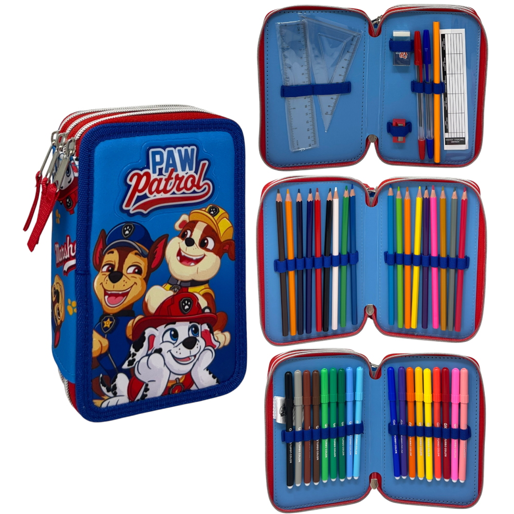 Astuccio Scuola Paw Patrol Multiscomparto 3 Zip Portacolori Giotto - 5560