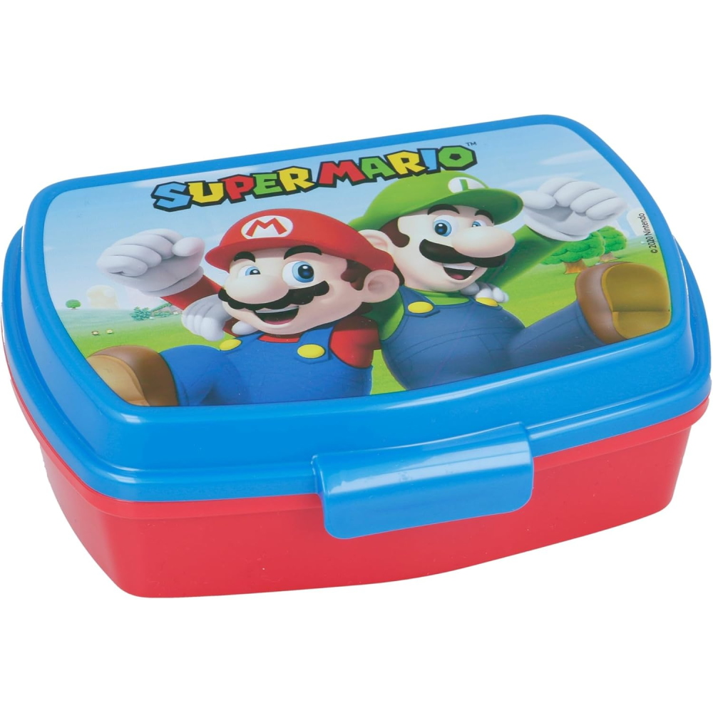 Portamerenda Super Mario Videogioco Luigi Yoshi Peach Toad Porta Pranzo Scuola Tempo Libero Cm. 17x14x6 - St21474