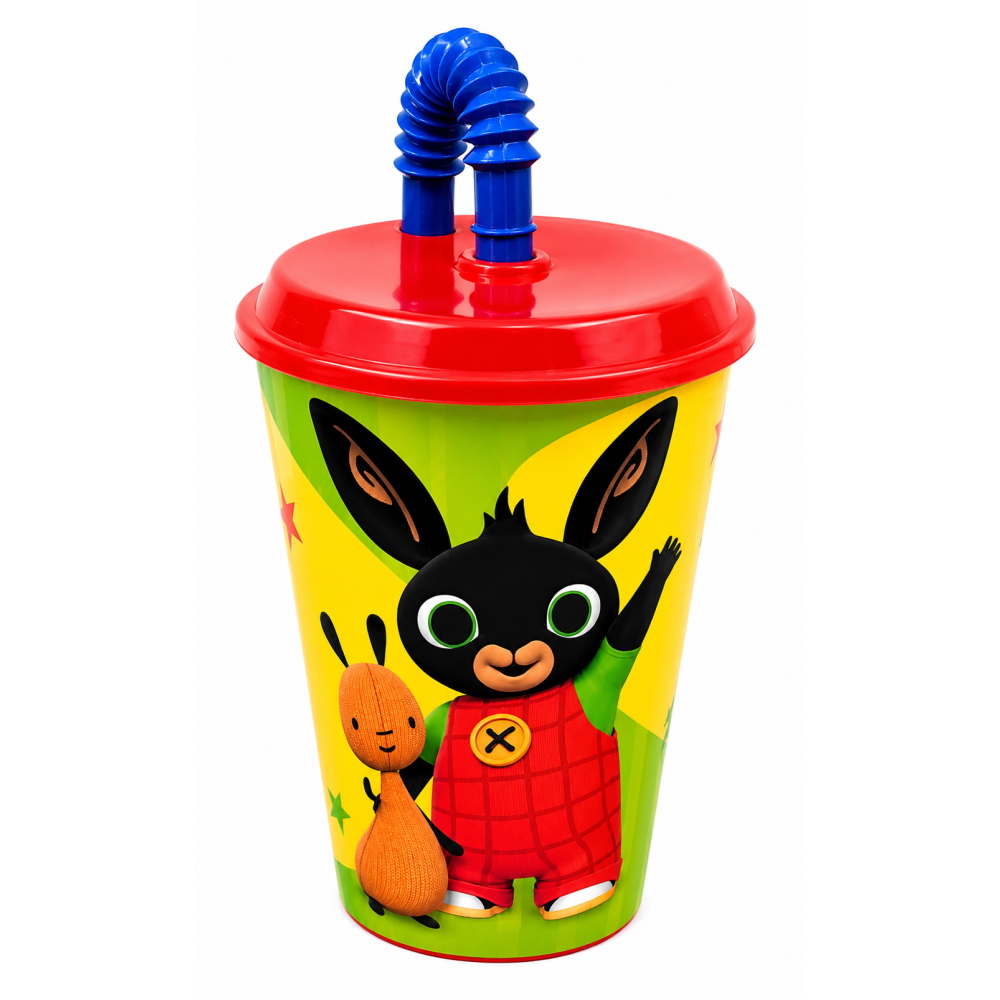 Bicchiere con Cannuccia Bing Bunny Coniglietto in Plastica Ml.430 - St1003