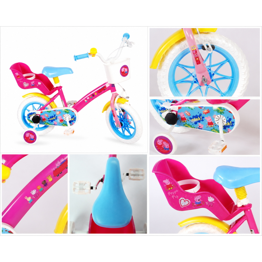 Bicicletta Peppa Pig 12" Età 3/4 Anni con Rotelle - 34593