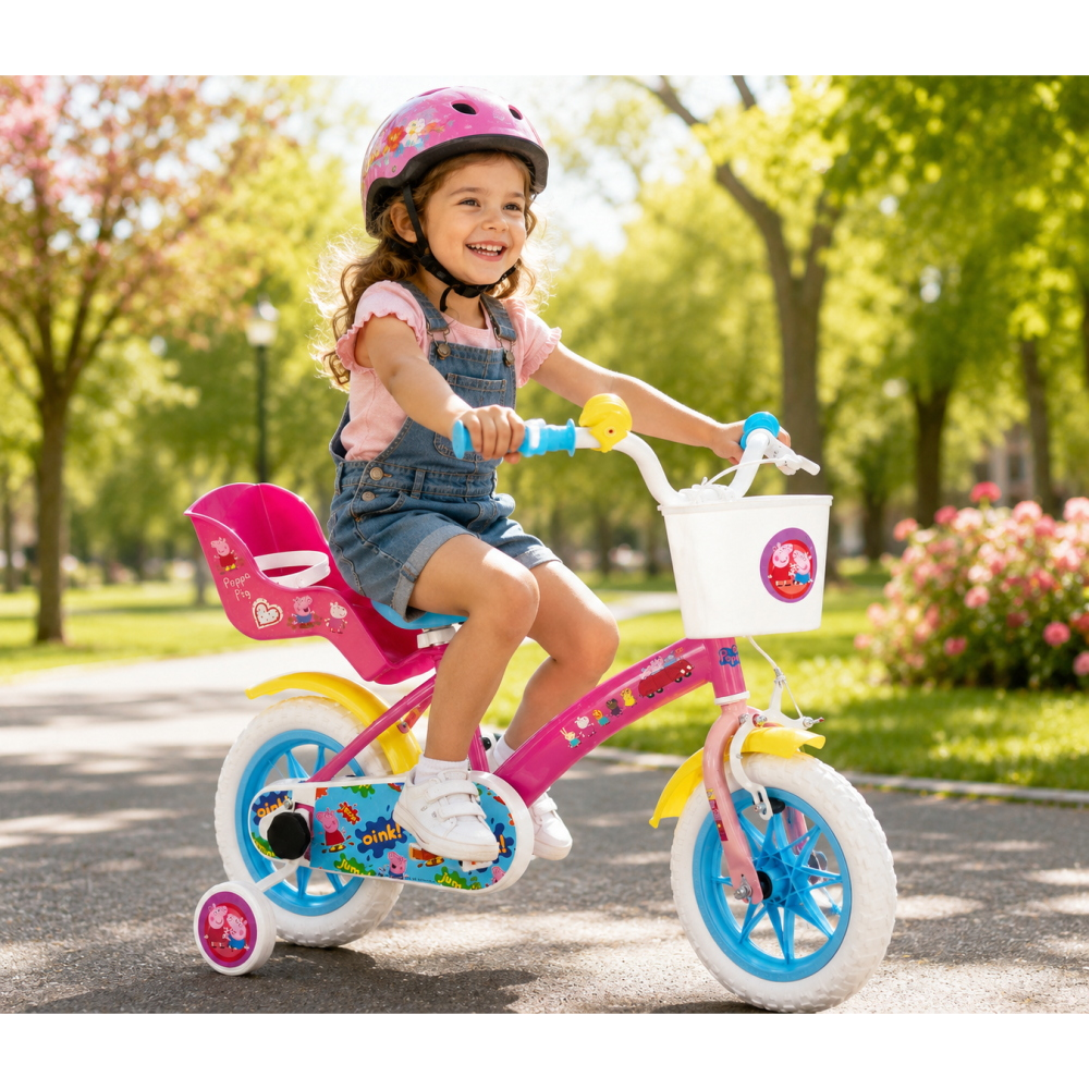 Bicicletta Peppa Pig 12" Età 3/4 Anni con Rotelle - 34593