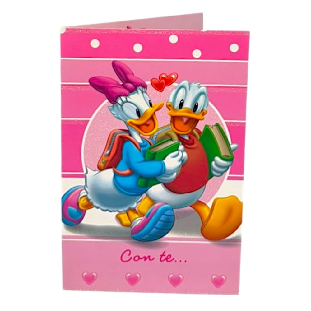 Biglietto Auguri DISNEY Paperino e Paperina Ti Voglio Bene Scuola