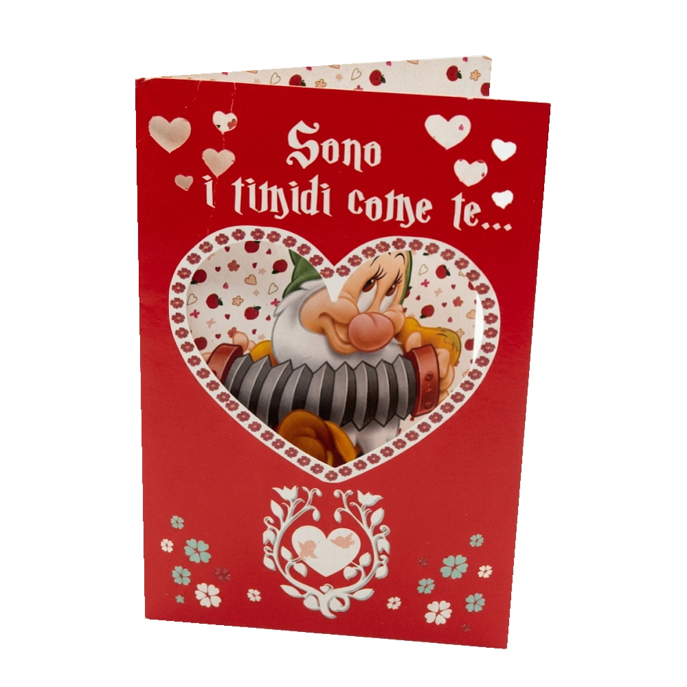 Biglietto Auguri DISNEY Mammolo Biancaneve Romantico con Portafoto Cuore