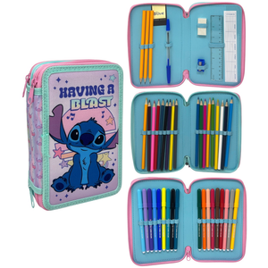 Astuccio 3 Zip Scuola Stitch DISNEY Multiscomparto Portacolori Giotto - 8002833
