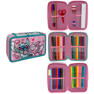Astuccio 3 Zip Scuola Stitch DISNEY Multiscomparto Portacolori Giotto - 1004e5292