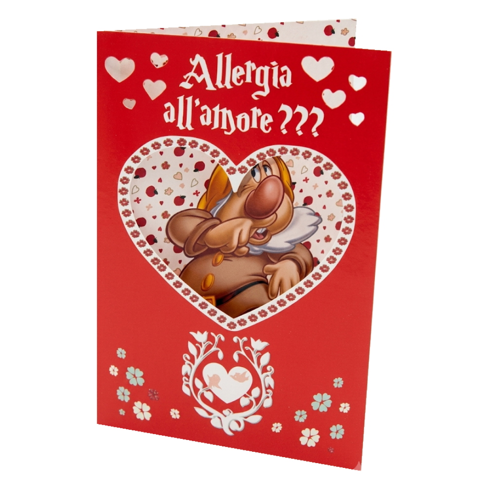 Biglietto Auguri DISNEY Eolo Biancaneve Romantico con Portafoto Cuore