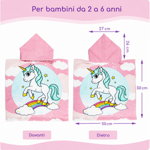 Poncho Mare Unicorno in Microcotone Cm. 100x50 100%pl - Vp132