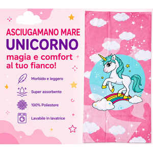 Telo Mare Unicorno Asciugamano in Microcotone Cm. 140x70 - Vp131
