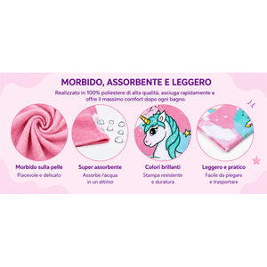 Telo Mare Unicorno Asciugamano in Microcotone Cm. 140x70 - Vp131