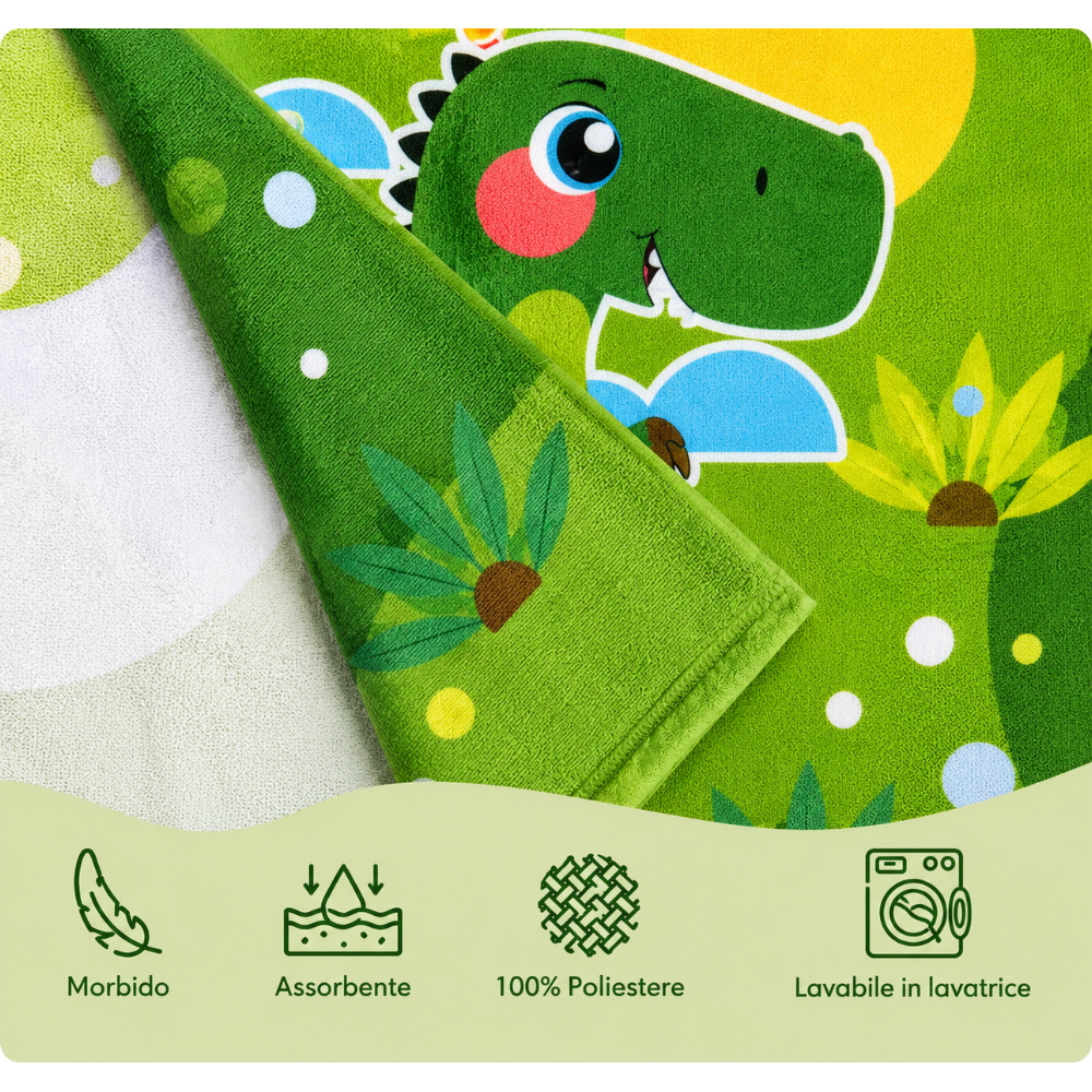 Poncho Mare Dinosauri in Microcotone Cm. 100x50 100%pl - Vp672